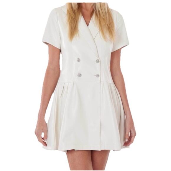 Dolce Cabo Dress Large Cream With Silver Buttons Mini MSRP$ 170 - Picture 6 of 7